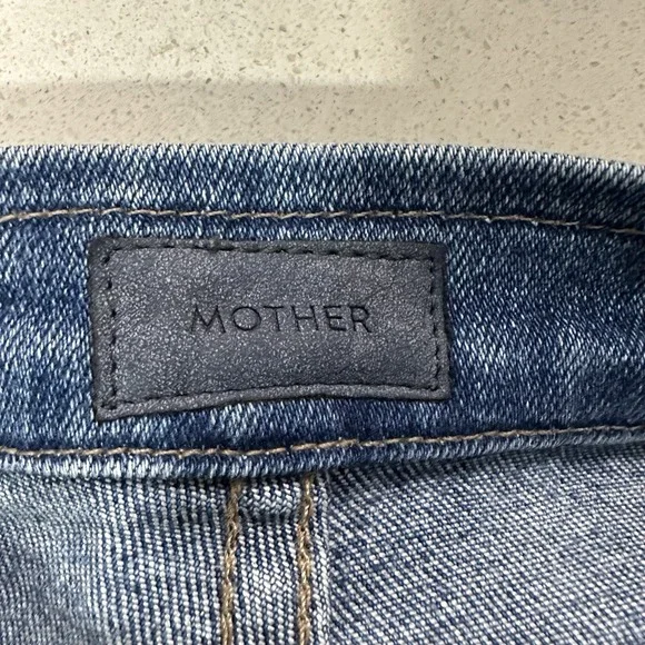 MOTHER Denim Jeans Tie Patch Rambler Size 26 in Hop On Hop Off Straight Leg